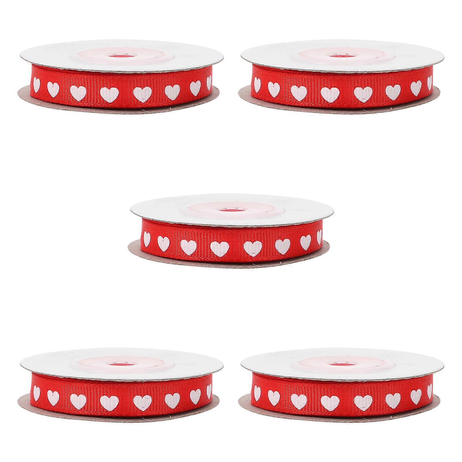 Heart-Shaped Ribbon 5 Rolls Chic Decorative Ribbon For Valentine'S And Gift Wrapping