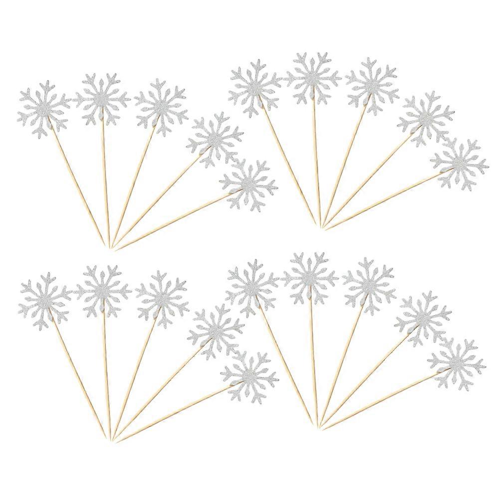 Snowflake Cake Insert 20Pcs Ideal For Birthday Party Hosts Delicate Printing Cake Decorating Toppers