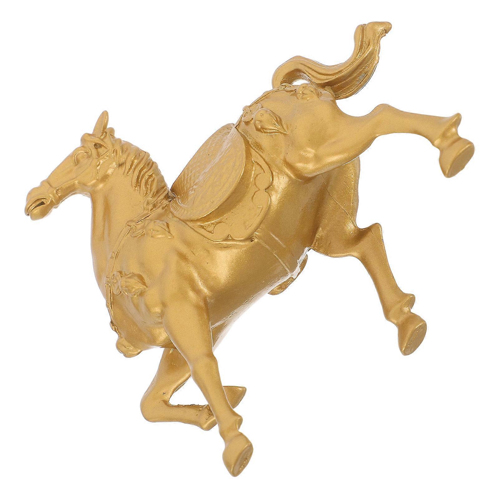 Golden Handmade Metal Horse Statue for Decor Elegant Alloy Figurine Symbolizing Success Size 6.5 Inch
