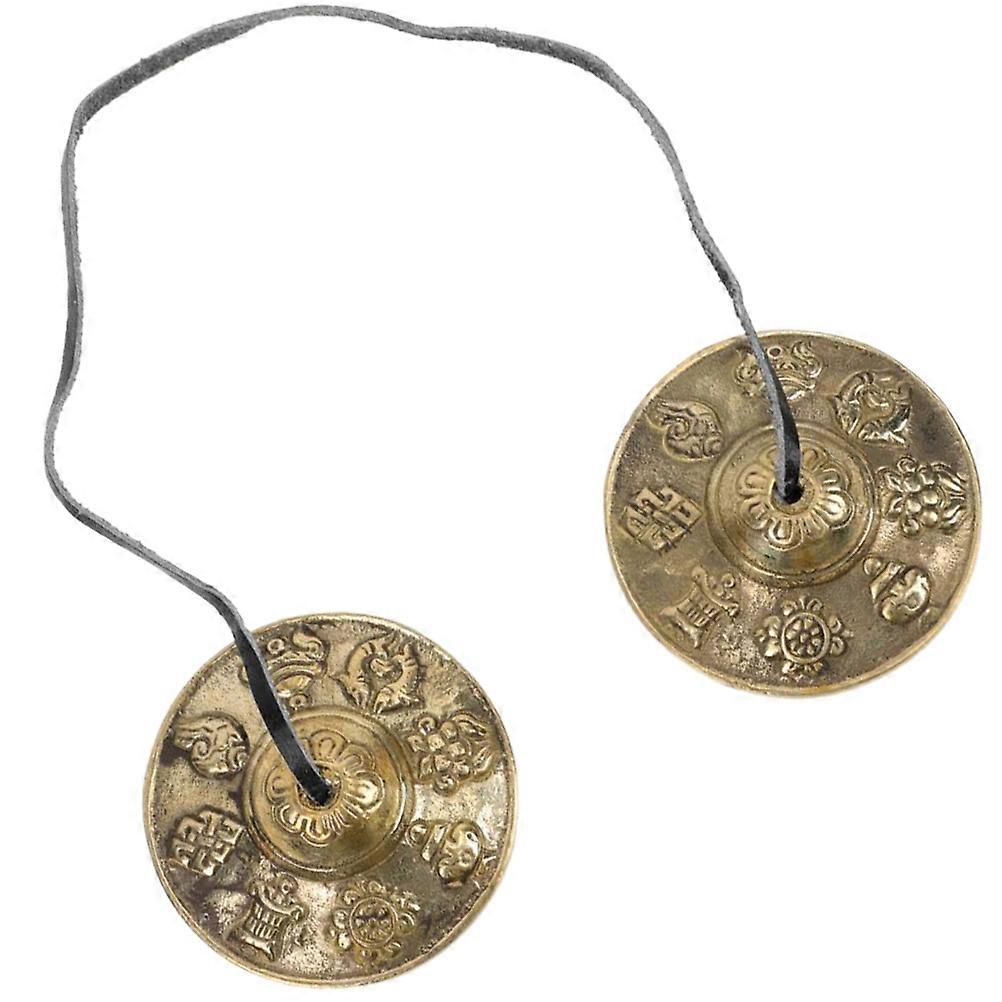 Vintage Style Cymbals with Straps Clear Sound Meditation Percussion Instrument for Yoga and Ethnic Music