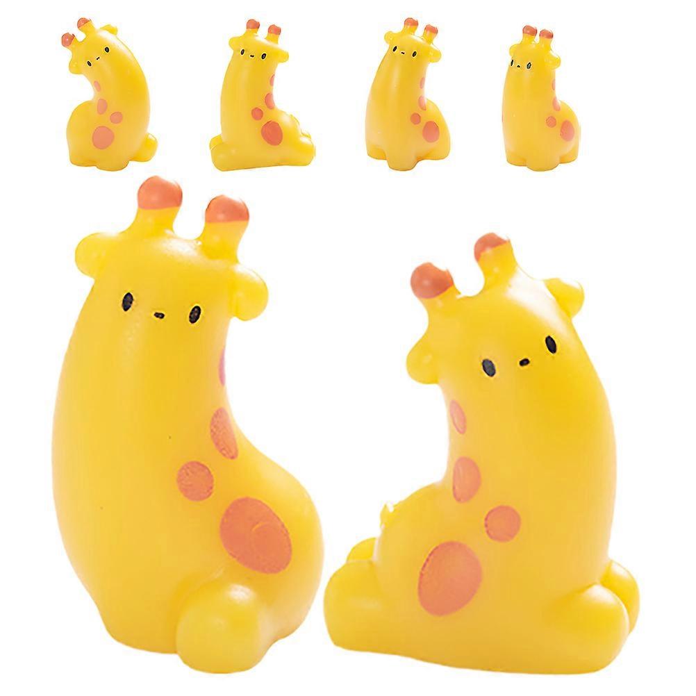 Delicate Miniature Animal Resin Figurines In Orange Color Designed For DIY Enthusiasts And Tabletop Decor 6Pcs