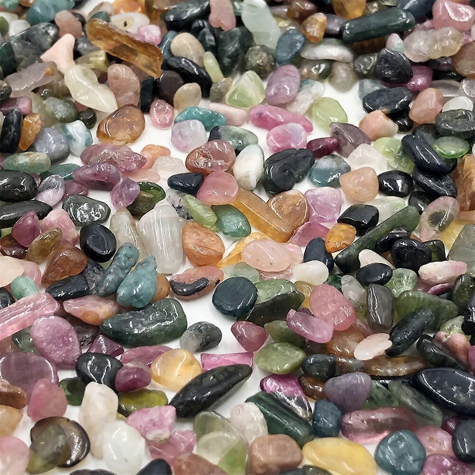 100g Bulk Natural Colorful Tourmaline Chips Quartz Crystal Stone for Aquarium Home Room Decoration DIY Full Texture 100g Colorful Tourmaline