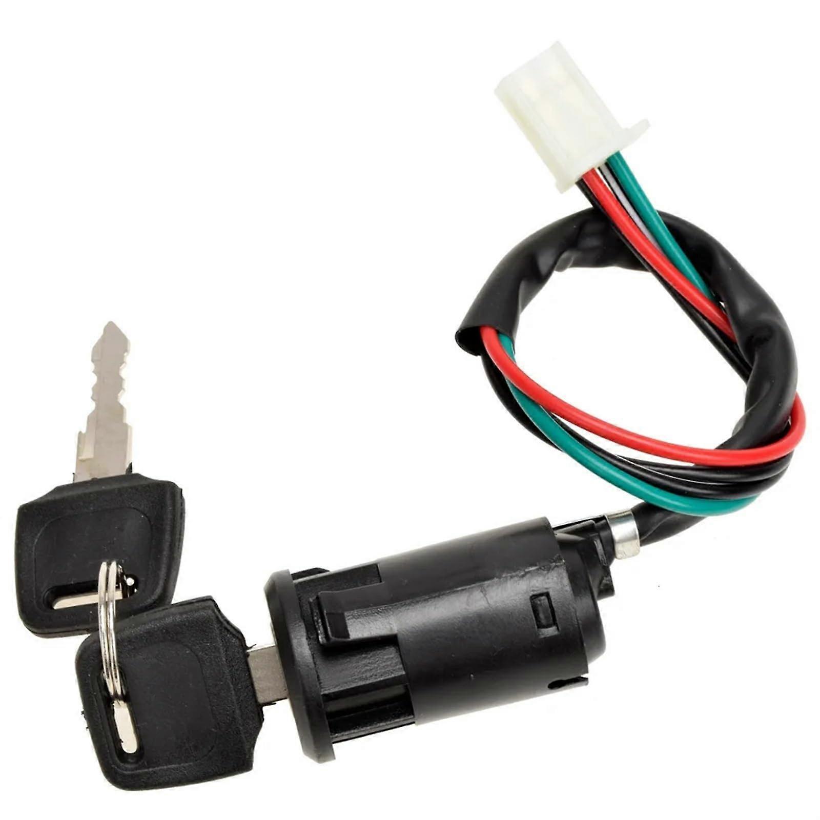 Motorcycle Ignition Switch 4-Pin Universal Keyed Electric Lock for ATV Dirt Bike Compatible with Standard Keys