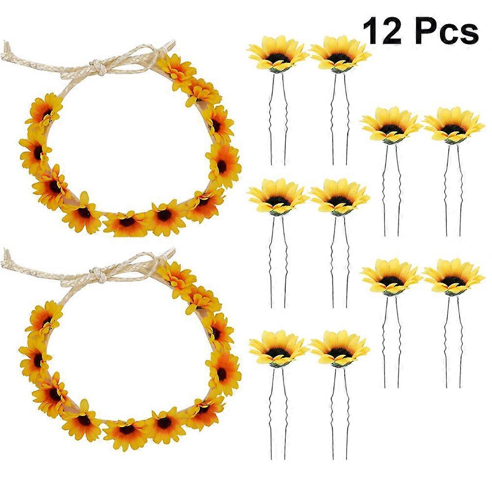 Épingle à cheveux avec décoration florale 2 ensemble d’accessoires pour cheveux sur le thème du tournesol pour les fêtes d’enfants et les vêtements décontractés Couvre-chef jaune