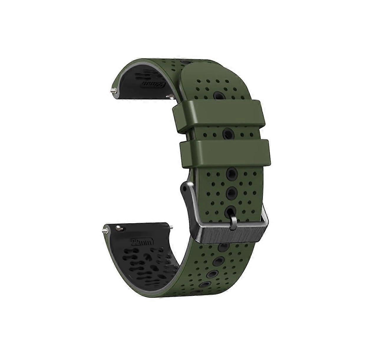 22mm Silicone Watch Strap for Suunto Vertical, 9 Peak Pro, 9 Peak, 5 Peak - Army Green Black Replacement Band
