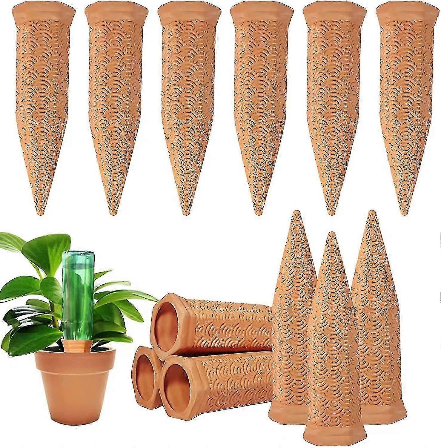 Plant Watering Spikes 12 Pack ,terracotta Plant Watering Spikes Wine Bottle Automatic Plant Waterer For Watering Indoor And Outdoor Plants While On Va