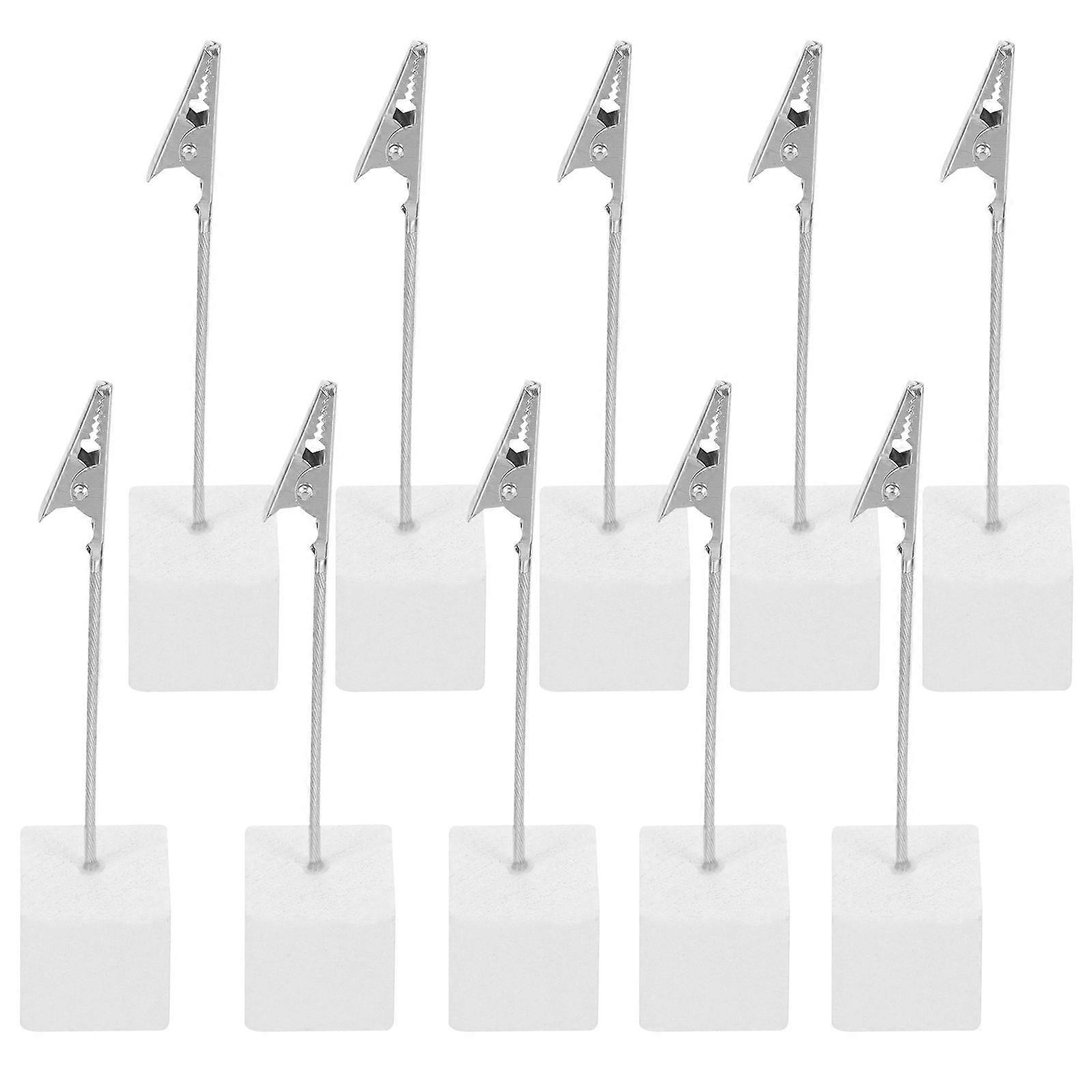 10pcs Cube Base Memo Picture Photo Holder Paper Note Clip for Home Office (silver)