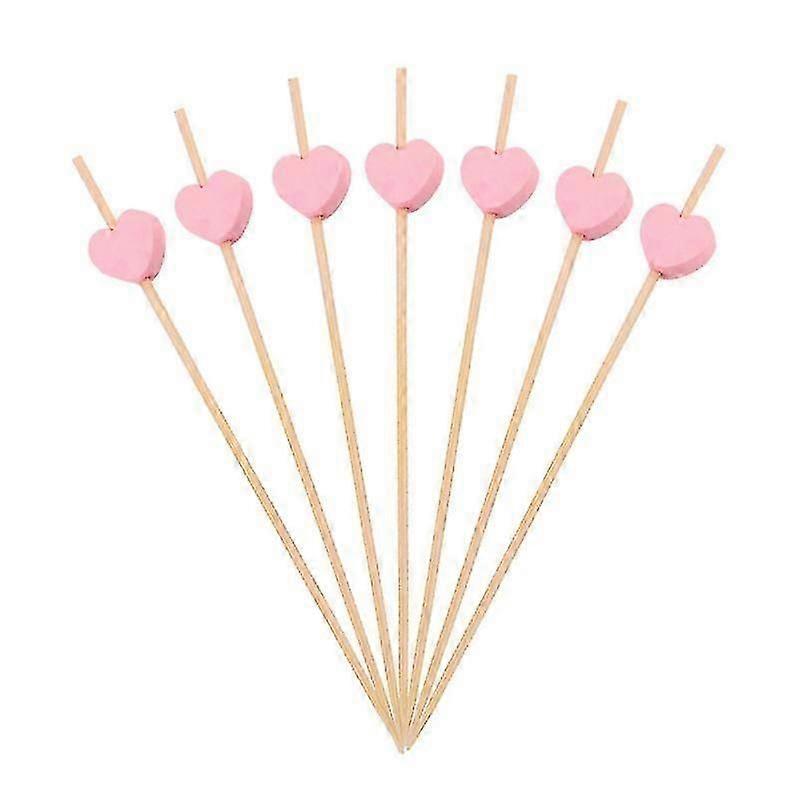 200 Pcs Heart Shape Bead Appetizer Picks, Creative Handmade, 12 Cm, Pink