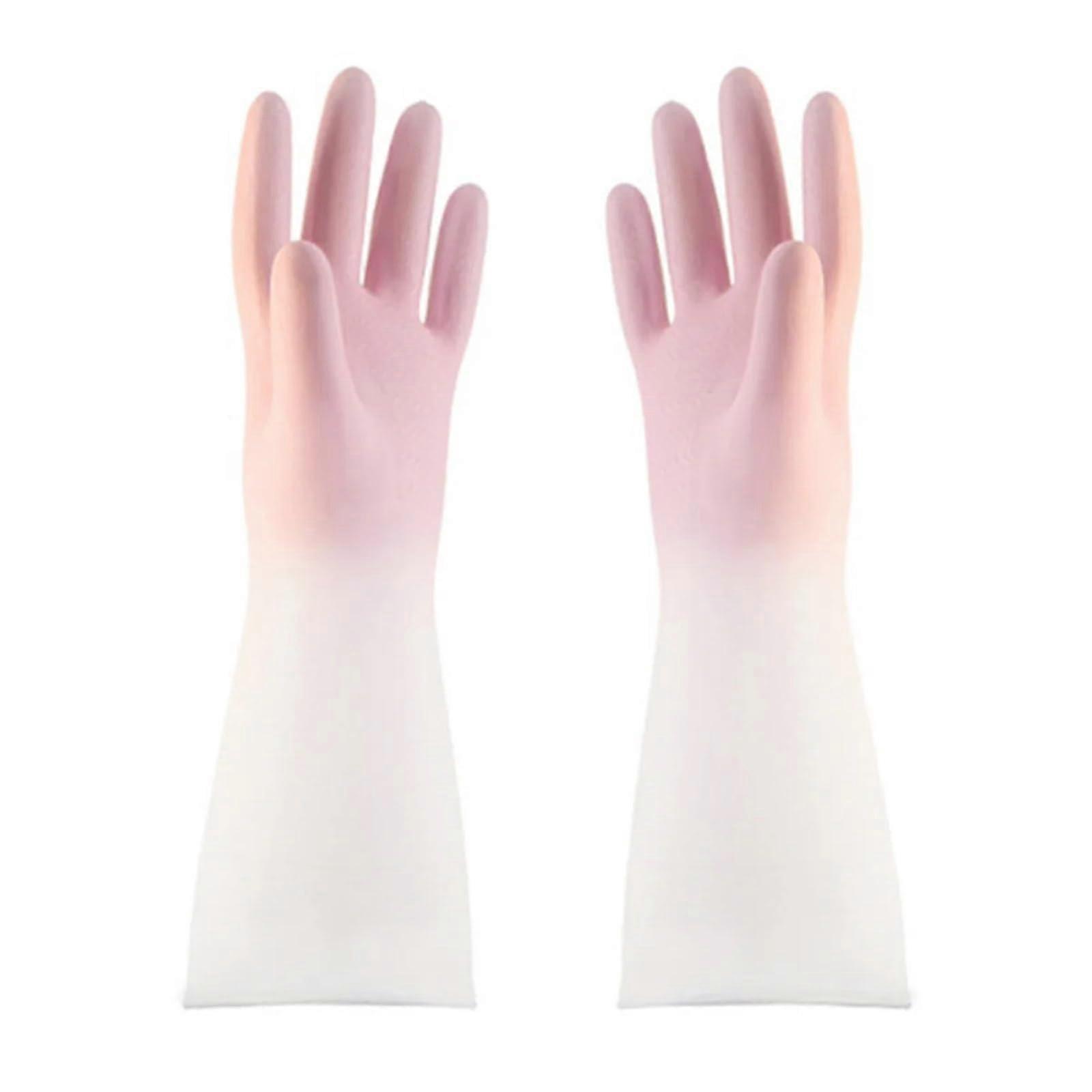 Cleaning Gloves 3pcs Silicone Gloves Scrubber Dish Washing Pink