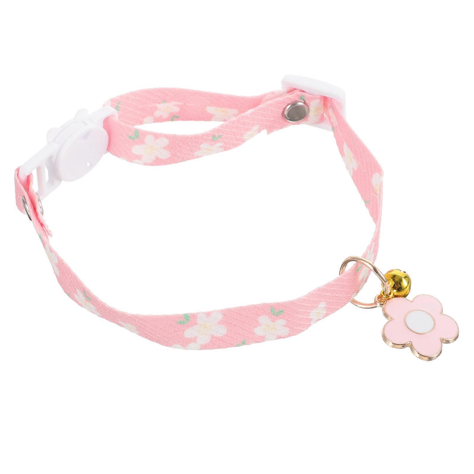 Pink Cotton Floral Cat Collar with Bell Adjustable for Cats and Dogs At Weddings 1Pack