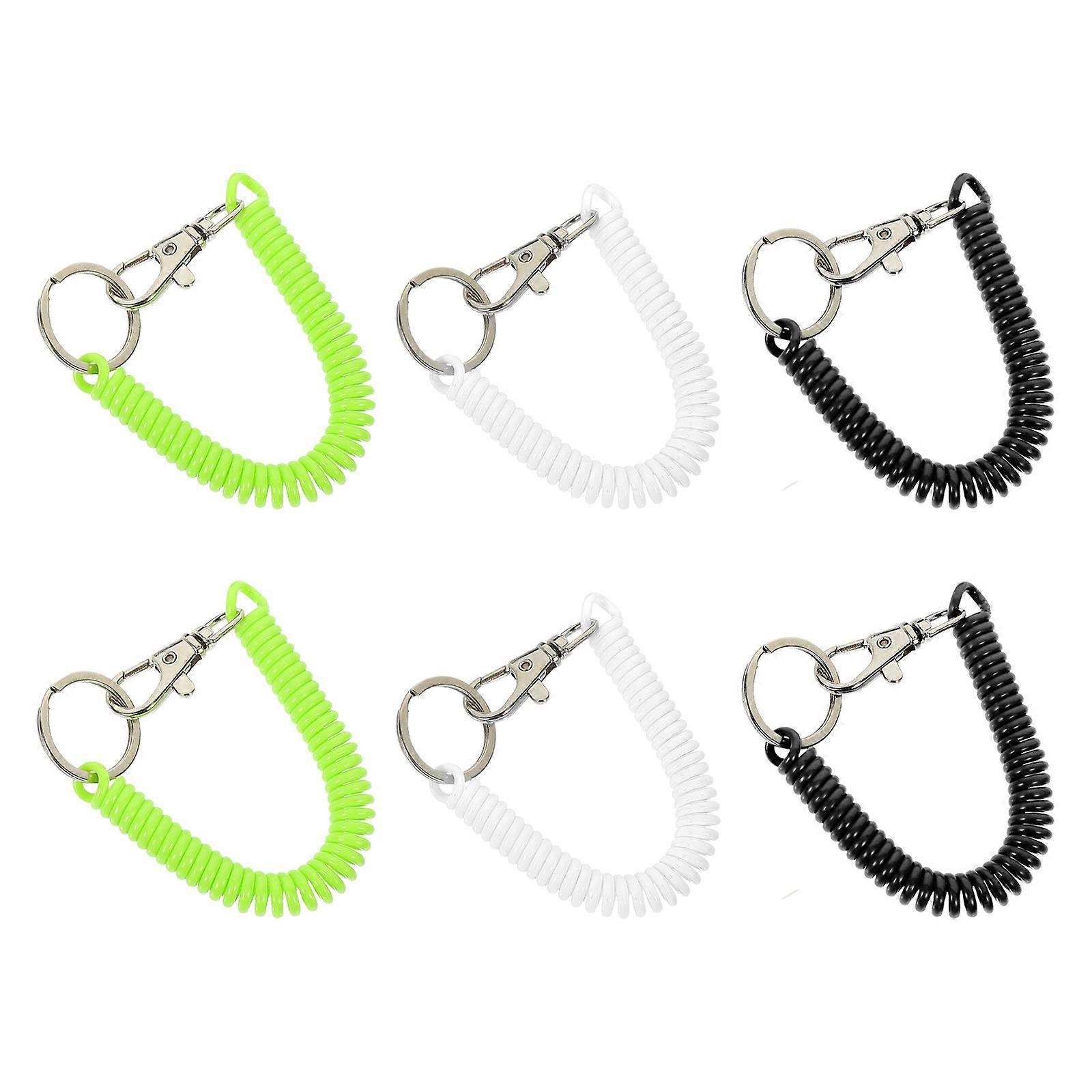 Retractable Coil Springs Keychain Spring Coil for Women Men Kids Assorted Color Pp Alloy Anti-Lost 6Pcs