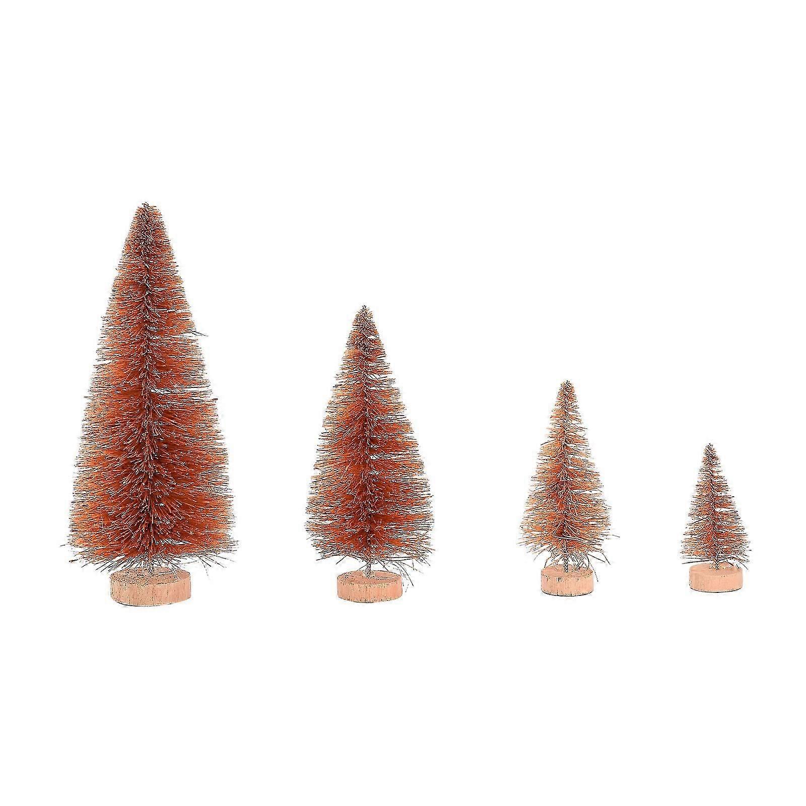 4pcs, dark orange, it is recommended to sell mini snow free tower pine Christmas trees in combination with its sub SKUs [single color, 4 sizes per set
