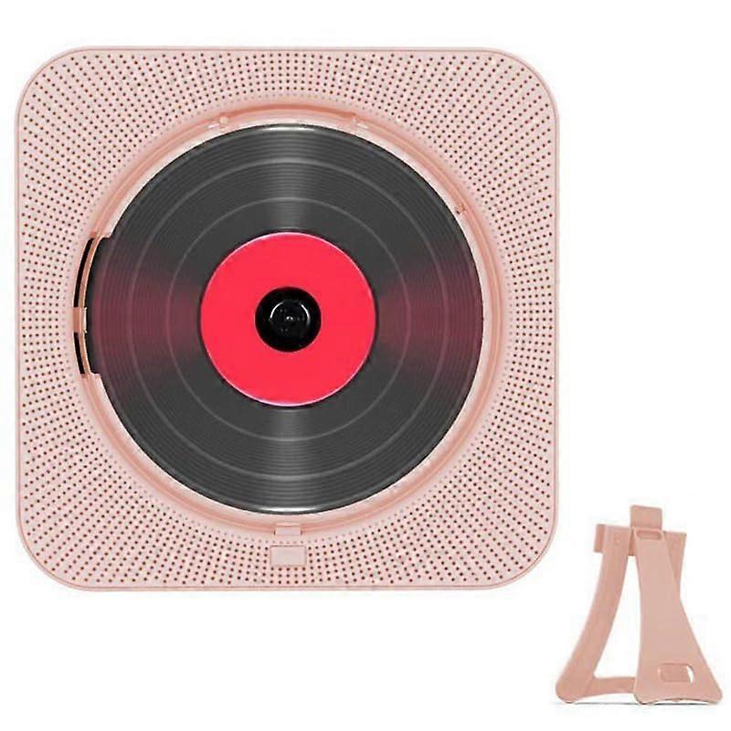 Wall Mounted CD Player With Bluetooth Remote Control BuiltIn HiFi Speakers Pink Portable CD Player For HomeOffice Travel