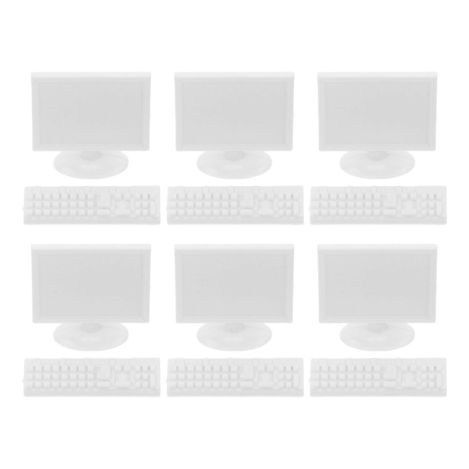 Dollhouse Miniature Accessories Desktop Computer Model for Decoration 6Sets