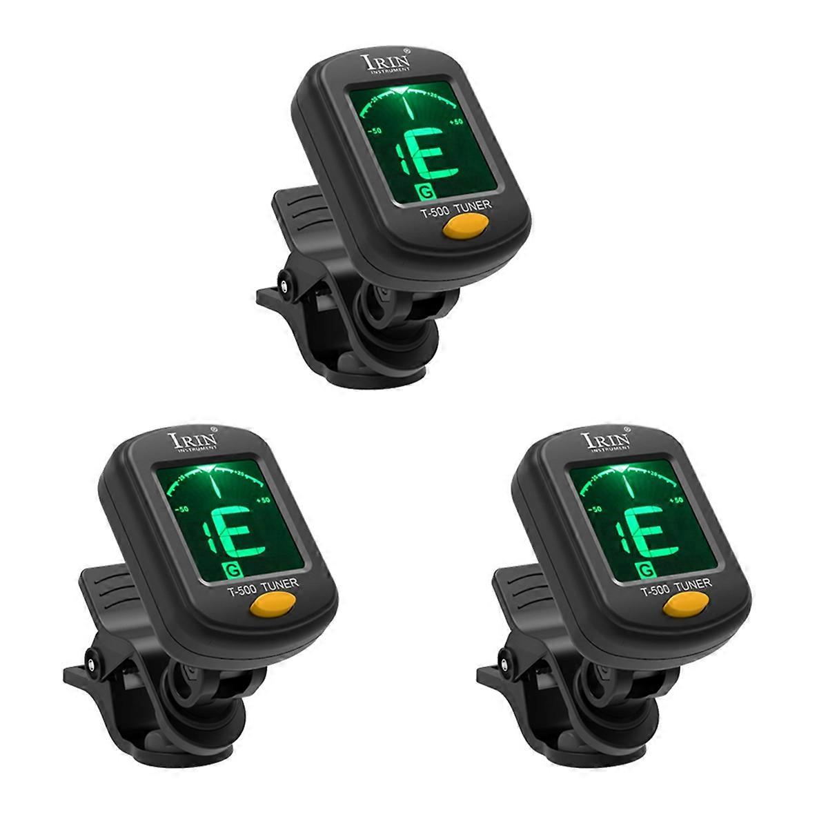 T-500 Guitar Tuner Rotatable Clip-on Tuner LCD Display 3PC