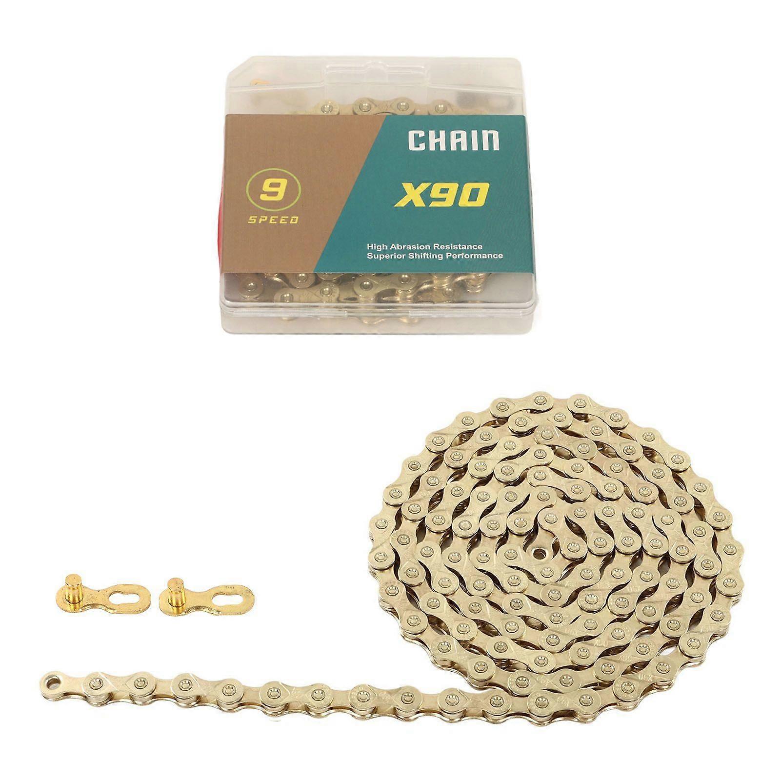 9 Speed Bicycle Chains Manganese Steel 9 Speed Chains for Road Mountain Bike Gold