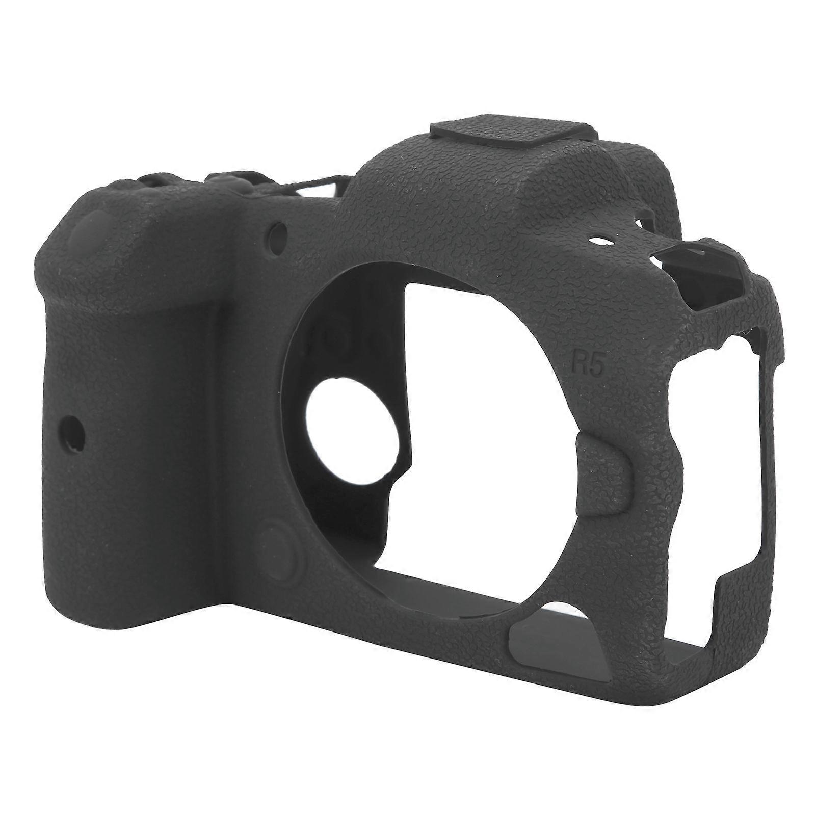 Digital Camera Black Lychee Pattern Silicone Cover Protective Casing for Canon EOS R5