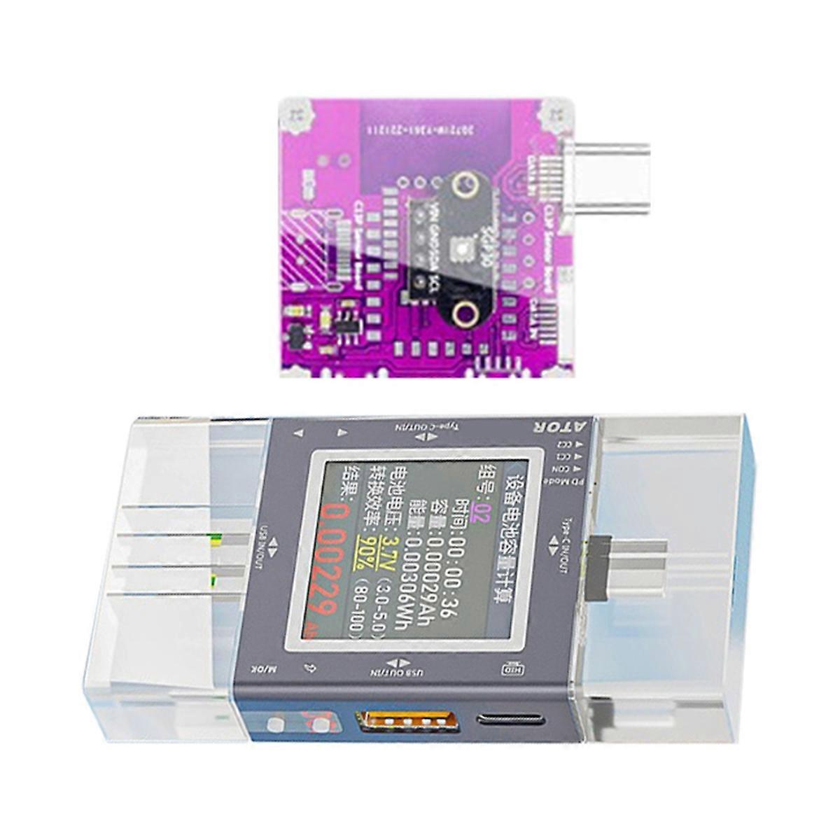 USB Tester Multi-Function Digital Display Voltage Current Monitor Power Meter with TVOC/CO2 2-in-1 Digital Sensor