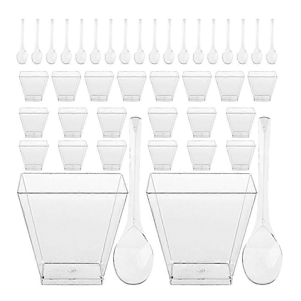 Transparent Dessert Cups with Spoons for Home Made of Material Suitable for Parties