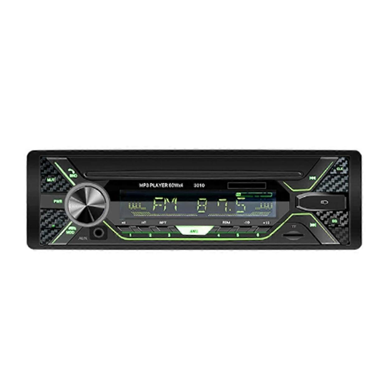 Car Radio 1din Audio Bluetooth Stereo MP3 Player FM Receiver 60Wx4 with Colorful Lights AUX/USB/TF Card in Dash Kit
