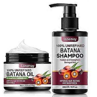 Ensemble de soins capillaires volumateurs à l’huile Batana, répare les cheveux crépus, nourrit en profondeur le cuir chevelu, ensemble de voyage pour cheveux lisses pour femmes et hommes comprend un shampooing et une huile capillaire