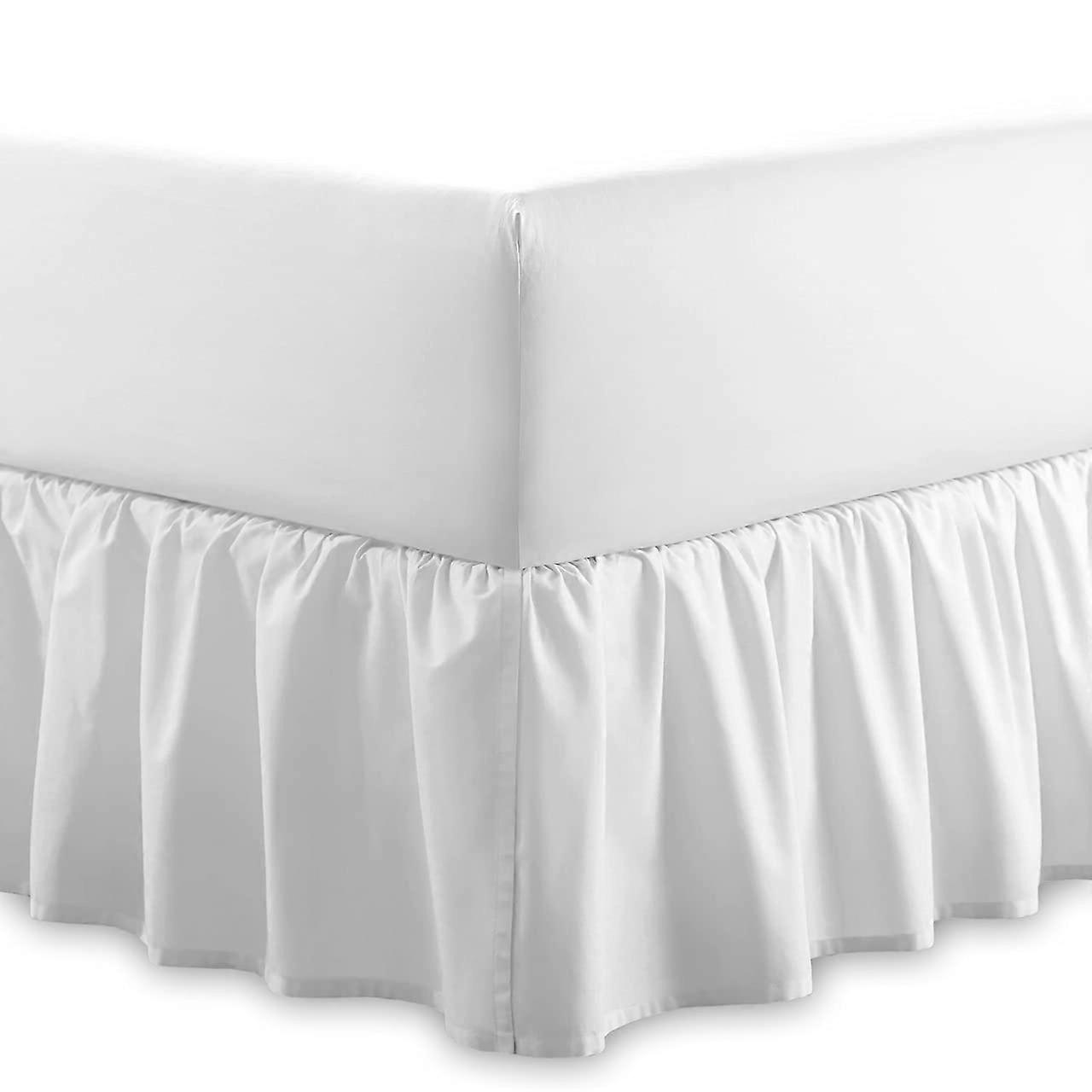 Fitted Valance Sheet 100% Egyptian Cotton Extra Deep 16in/40cm Frilled Valance Easy Care White For Single/Double/King