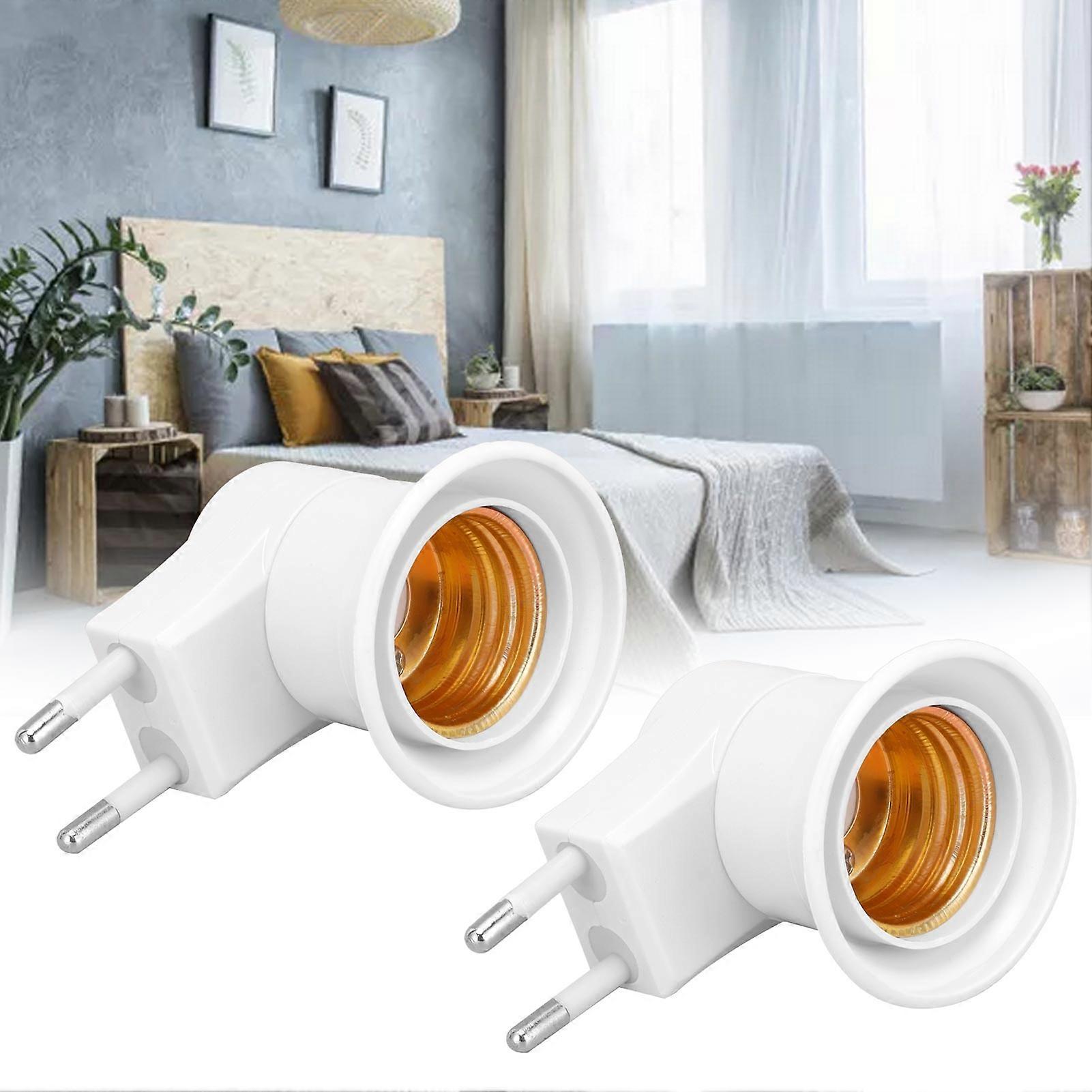 2Pcs E27 Lamp Socket Adapter with Switch PVC 4.5x4.3cm 42g