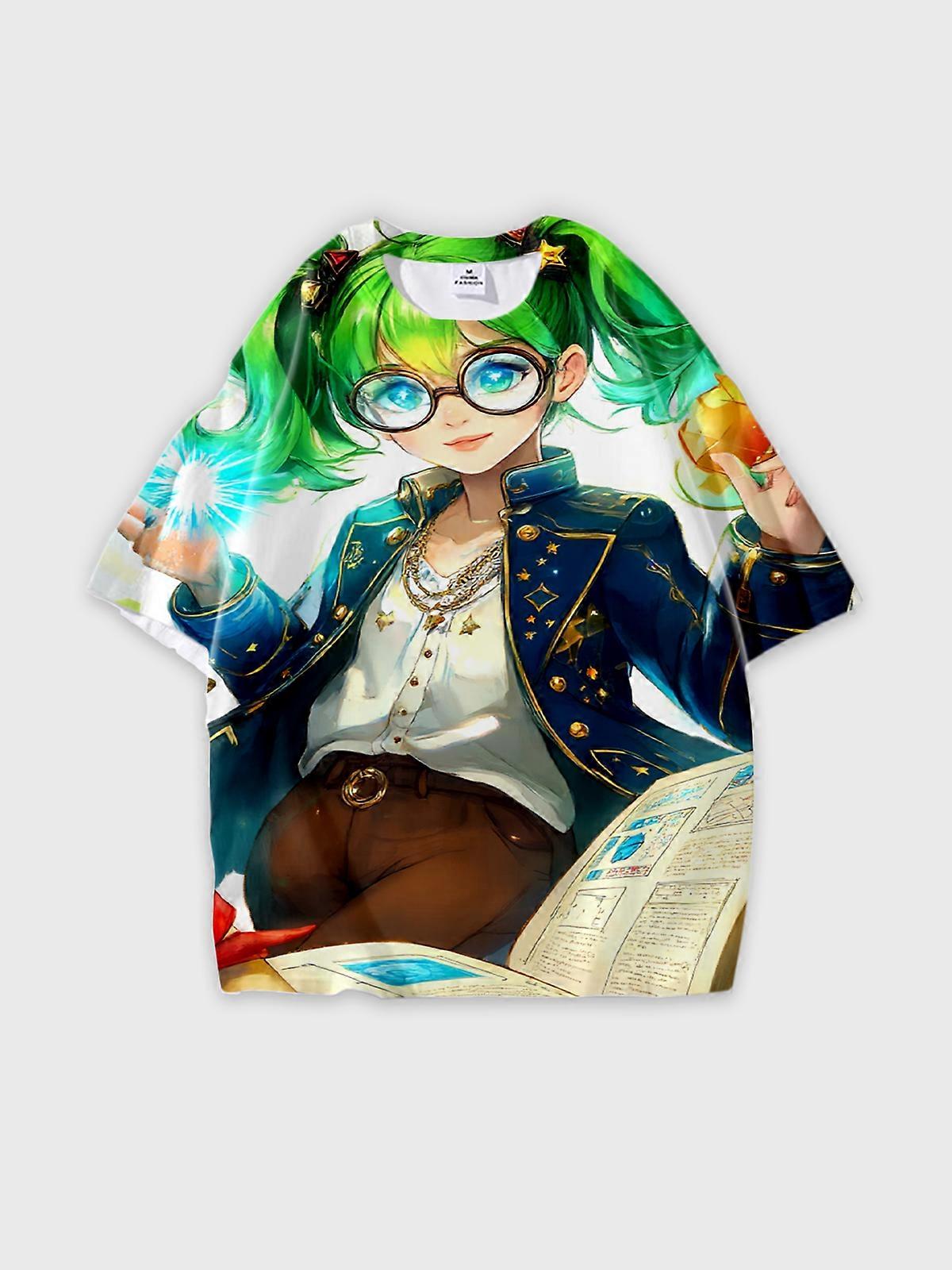 T-Shirt Short Sleeve Round Neck, Summer Casual Loose Graphic Tee, Unisex Pattern W1956