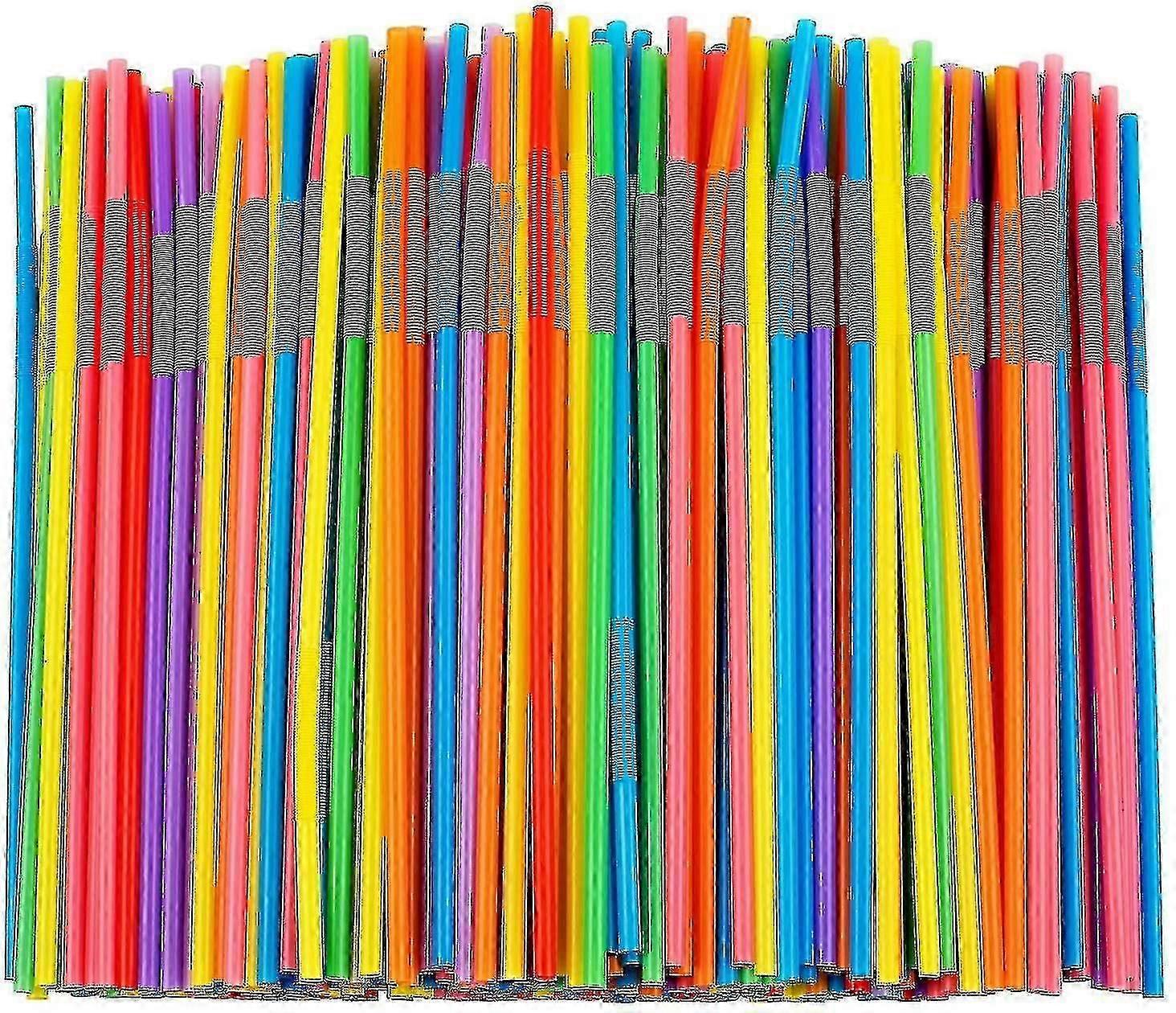 500 Pcs Colorful Flexible Plastic Straws, Bpa-free Disposable Bendy Straws