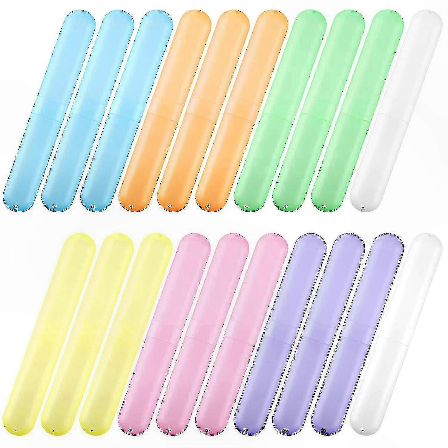 20-Pack Toothbrush Cases, Portable Storage Holders, Assorted Colors, Plastic Protector for Travel and Home Use