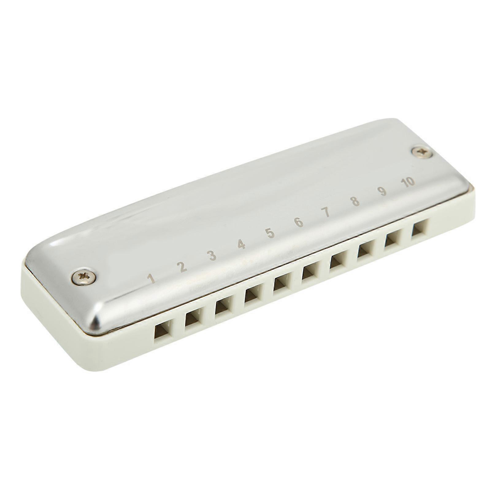 Bendeis HARP 10-Hole Blues Harmonica F Key 103x30x20mm White