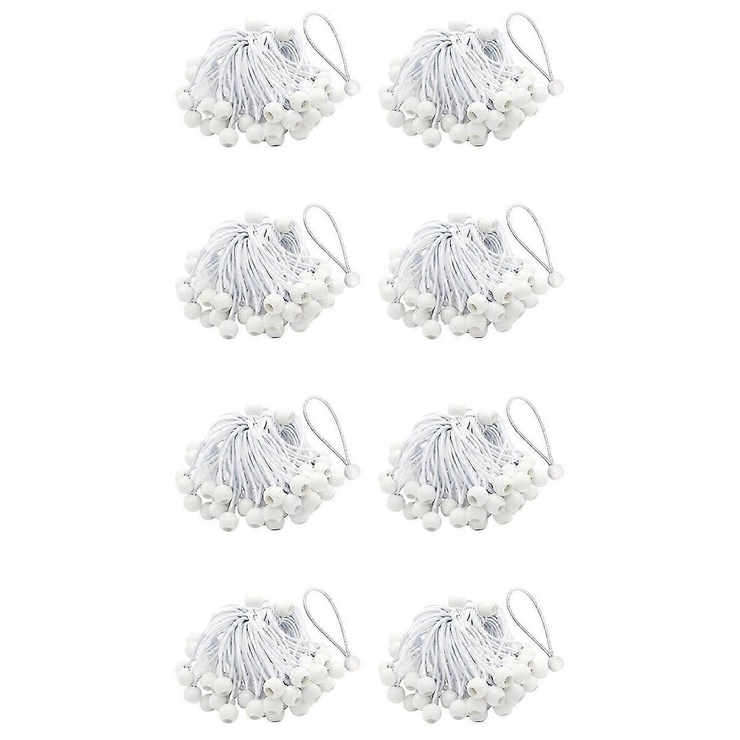 50 Pcs Bungee Cord with Balls Elastic Ties Bungee Toggles Ties(White)