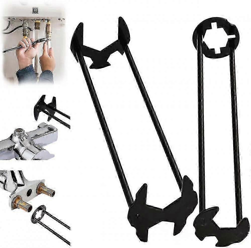 Basin Wrench, Sink Wrench Set 7 Sizes Universal Under Sink Plumbers Wrench Multifunctional Carbon Steel Faucet Wrench, Four-claw Hexagon Wrench