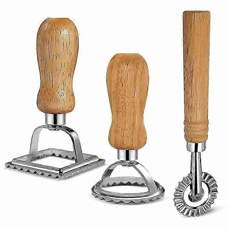 Ravioli Maker Set with Wooden Handle for Crafting Homemade Pasta, Dumplings, and Lasagna