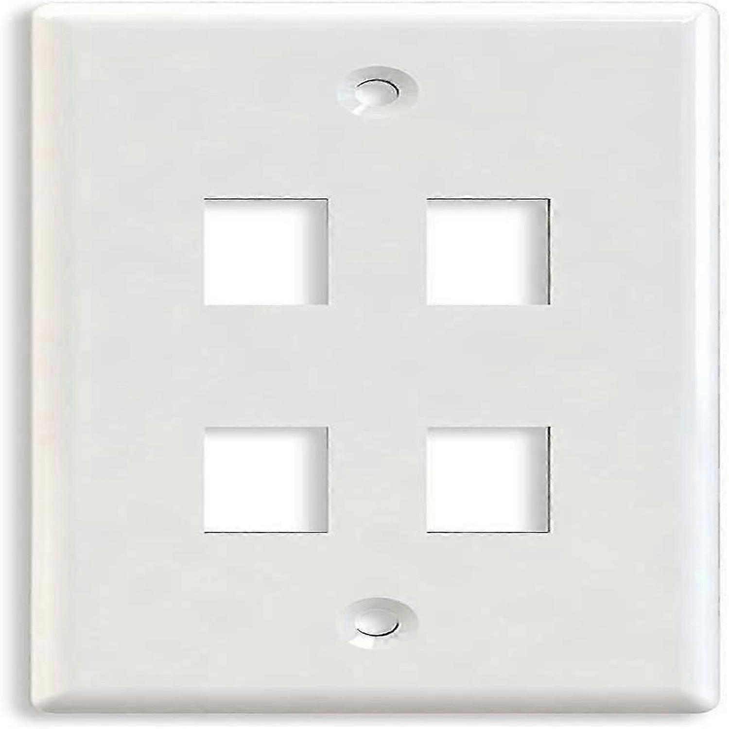 Plastic Switch Panel 4 Port Wall Plate Trapezoidal Jack (White) 5 pieces