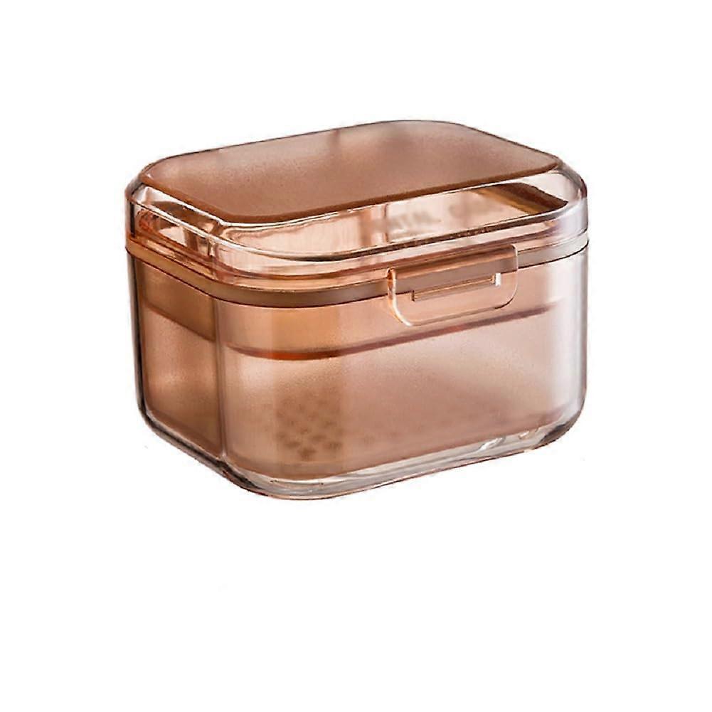 Three-Layer Braces Box Invisible Aligner Retainer Storage Portable Apricot Color Layered Drain Design