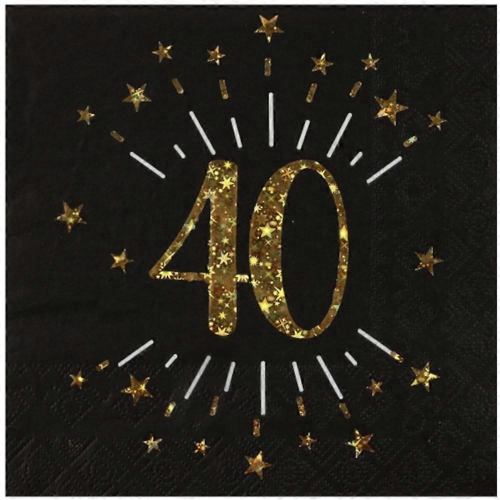 Serviettes de table noir et or 40 ans