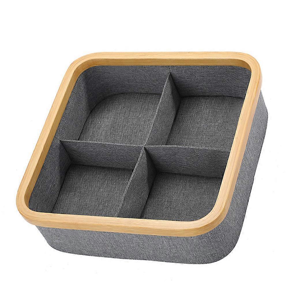 Compartment Storage Basket Bamboo Wood Box for Storage Use 1Pcs