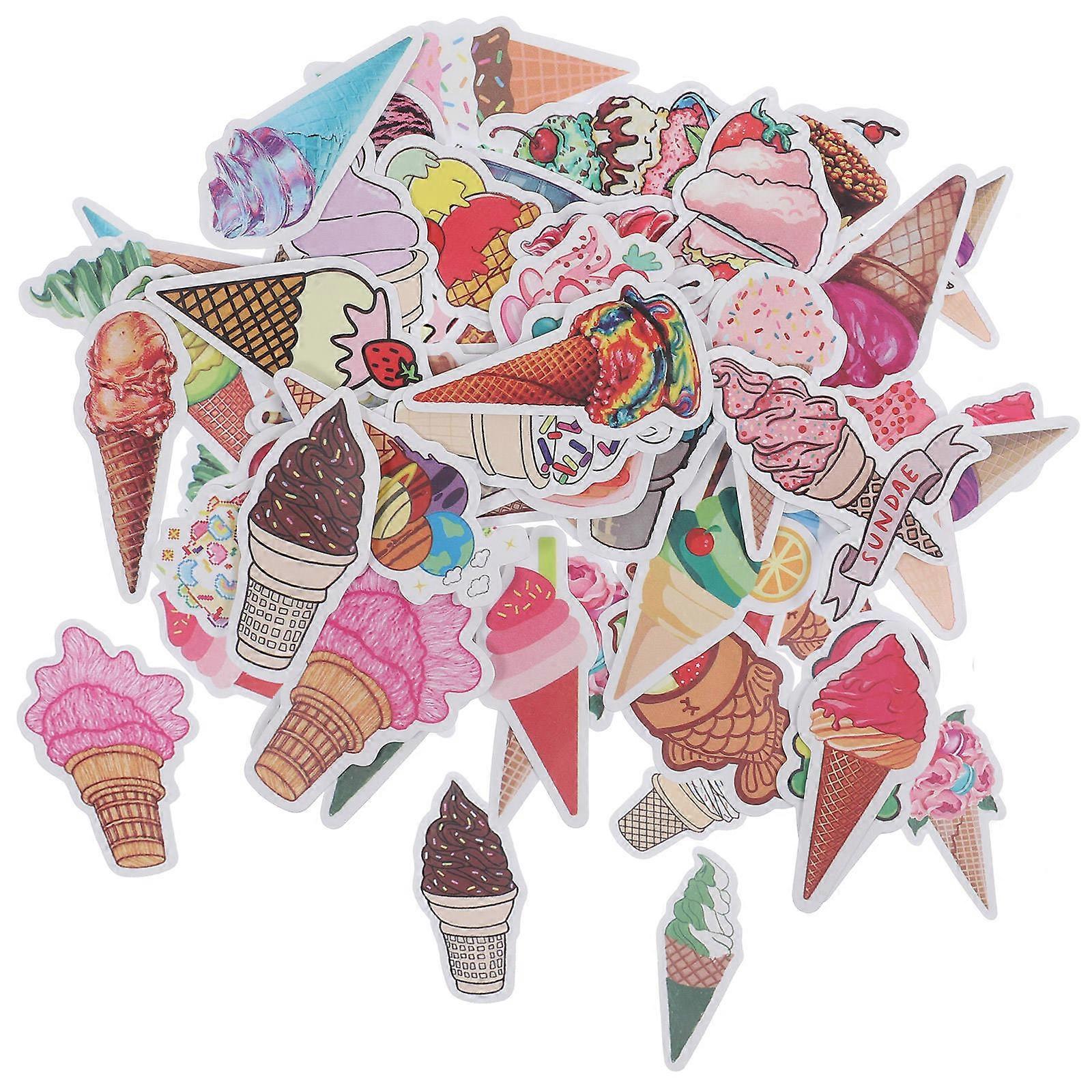 Ice Cream Stickers Cup Sticker for Decor 100Pcs Assorted Color PVC Material