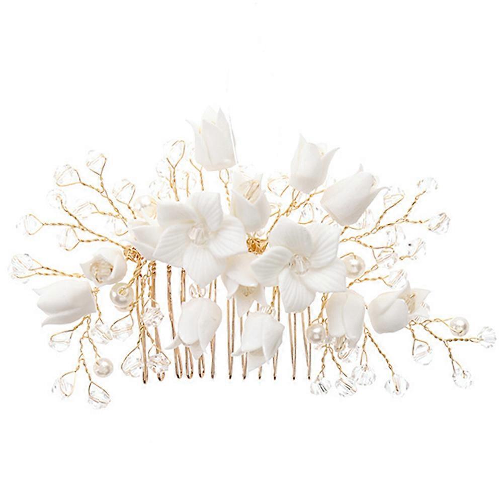 Wedding Hair Comb Flower Side Comb Bridal Wedding Hair Accessory White Alloy Zirconia for 1Set
