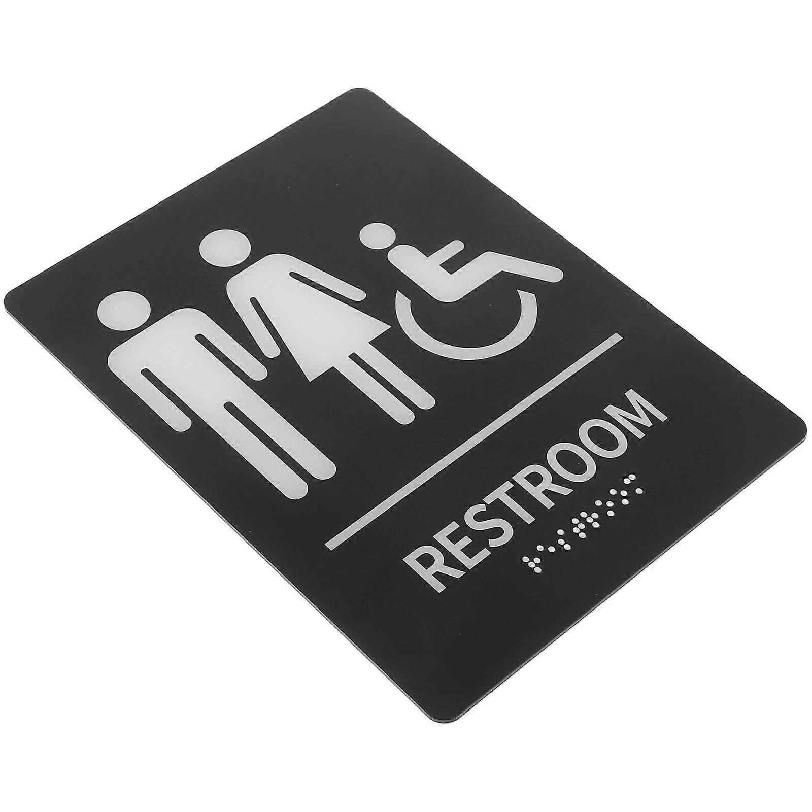 Braille Restroom Sign Decor Self-Adhesive Acrylic for Public Use 2Pcs
