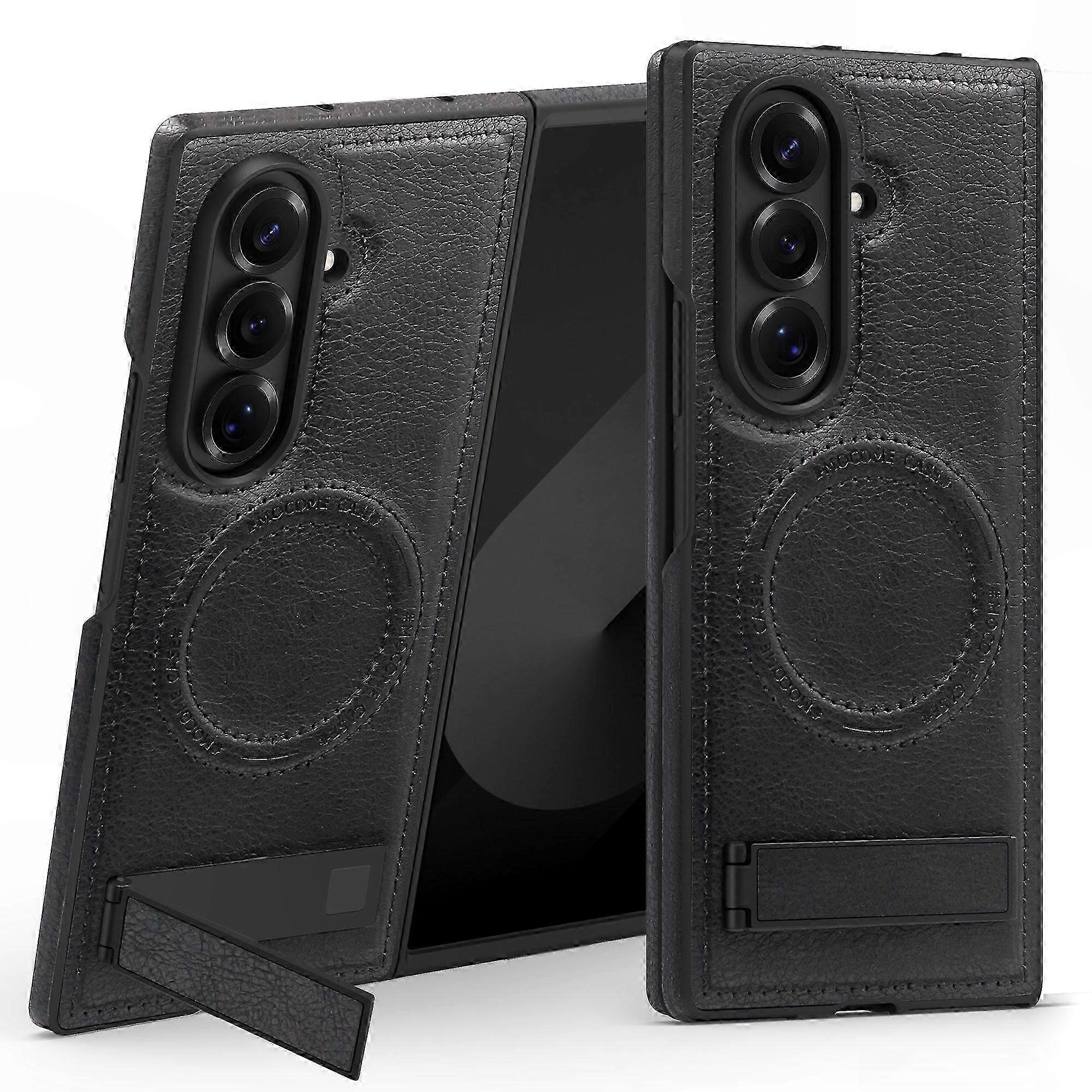 Leather Case with MagSafe and Kickstand for Foldable Phone - Compatible with 5G Models