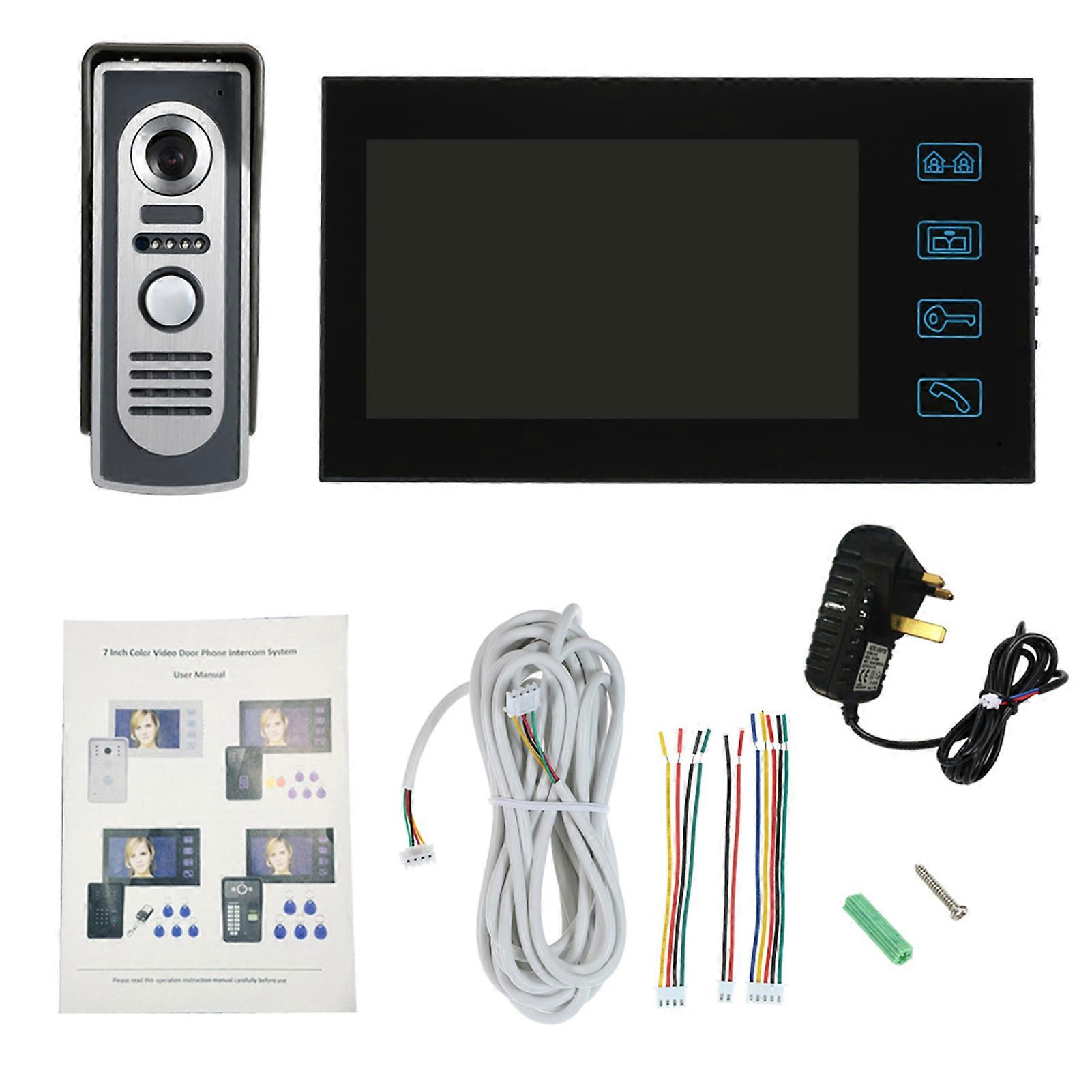 7-Inch Color Video Door Phone Intercom Kit with Touch Screen, Waterproof Outdoor Camera, Indoor Monitor, Night Vision for Home Security