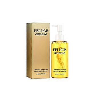 Ginseng & Niacinamid Feuchtigkeitsspendender Hautreiniger, Ginseng Tiefenreinigungsöl, Täglicher Make-up-Entferner, Mitesser, Staub- und Schmutzentfernung, Porenreinigung, 100