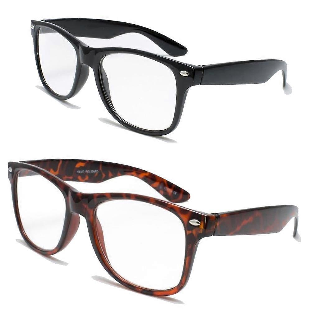 2 Pairs Deluxe Reading Glasses - Comfortable Stylish Simple Readers Rx Magnification
