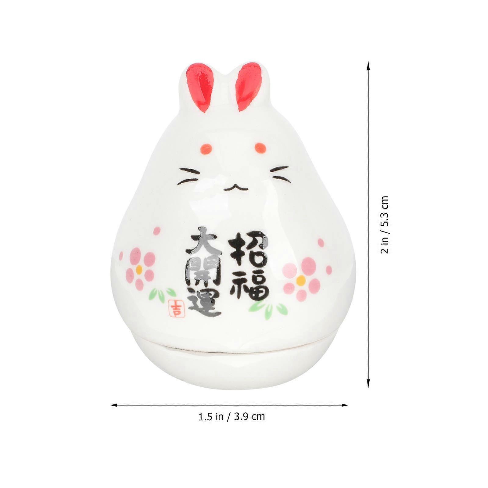 Rabbit Figurine Ceramic Bunny Decoration for Home Cartoon Rabbit Statue