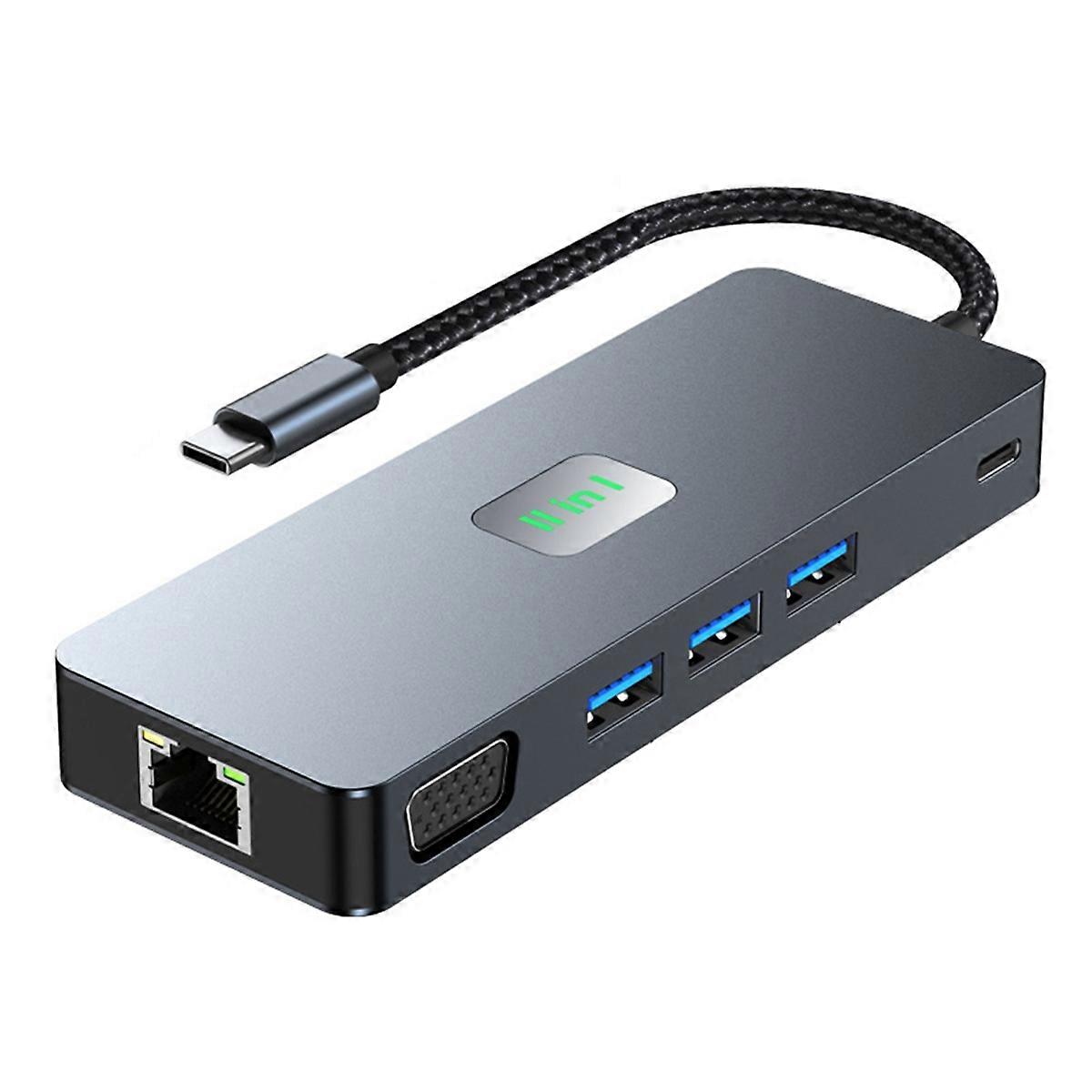 11-in-1-USB-Hub3.2-Dockingstation Typ-C HD+DP+VGA mit drei Bildschirmen