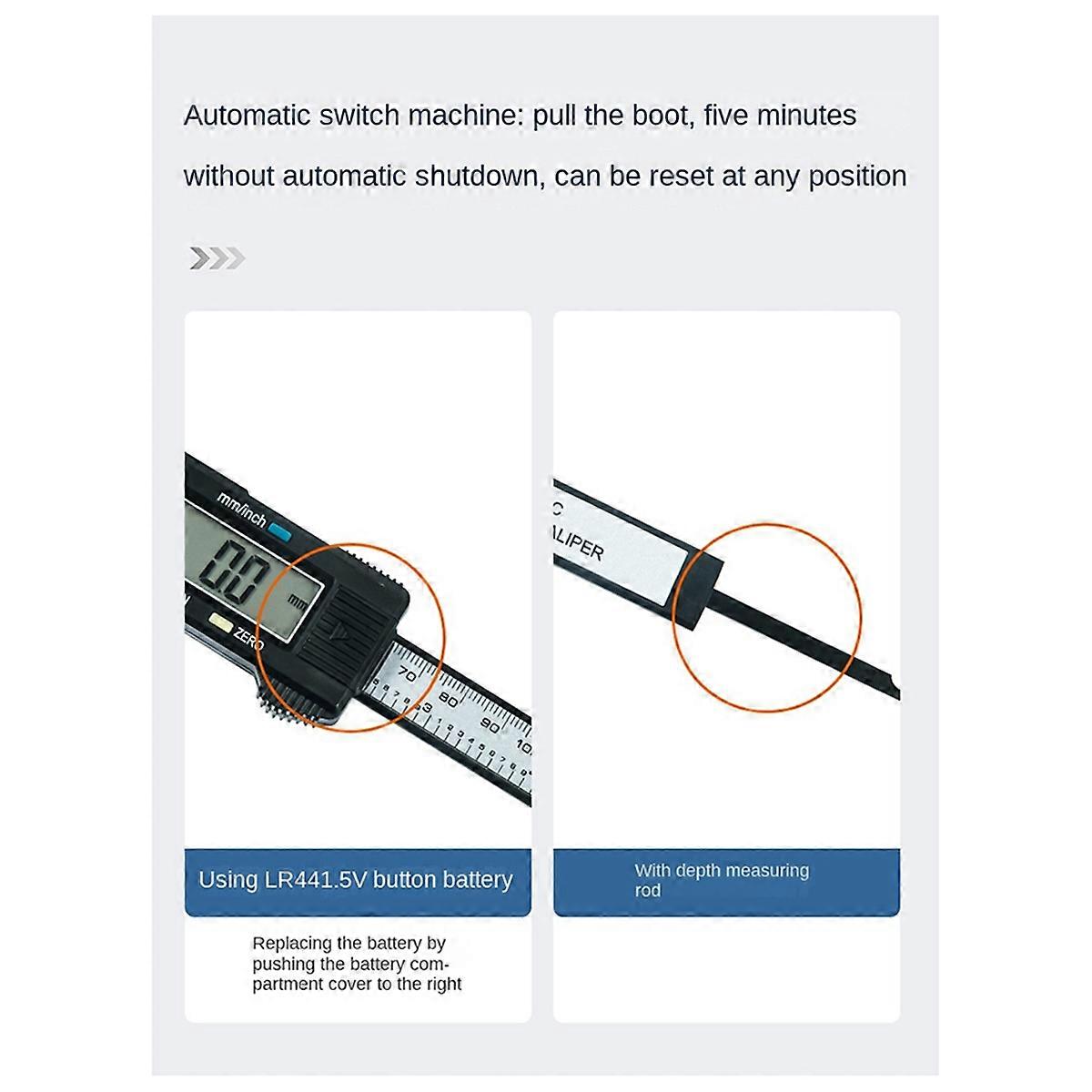 Plastic Digital Caliper, Inch Metric Fraction Conversion