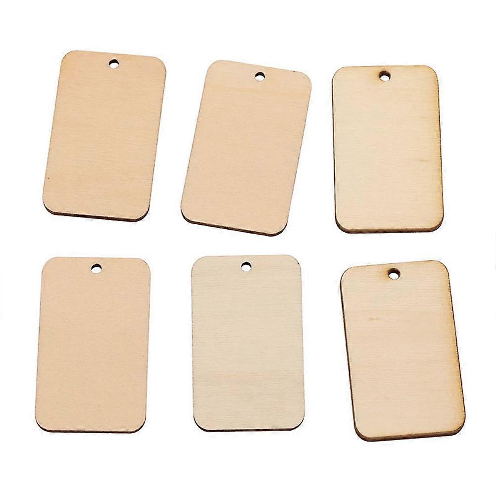 Beige Rectangular Wooden Slices for Decoration with 30Pcs Hanging Pendant