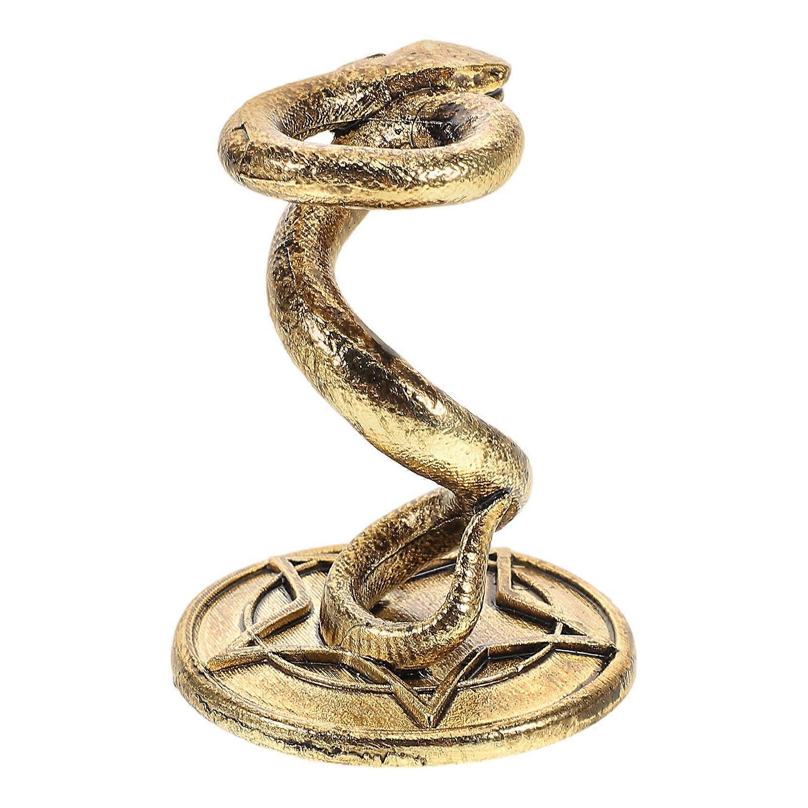 Metal Snake Shaped Base 3Pcs Crystal Balls Display Stand Ideal for Home Office Decor in Khaki Color